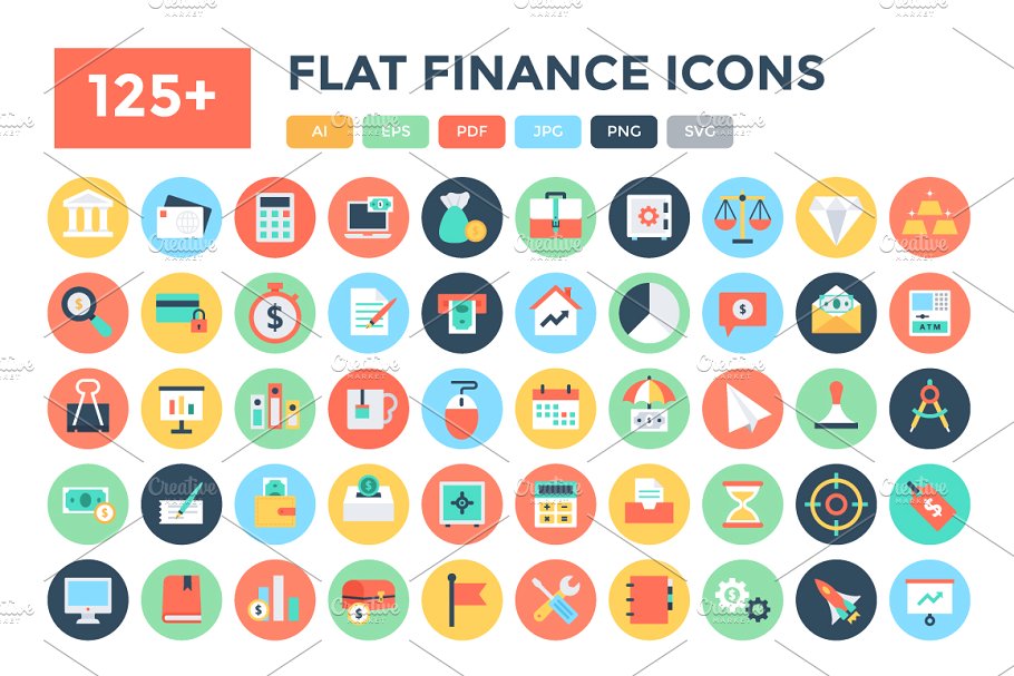 平面金融图标 125  Flat Finance Icons