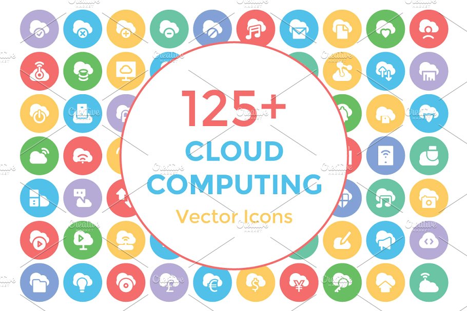 云计算矢量图标 125  Cloud Computing V