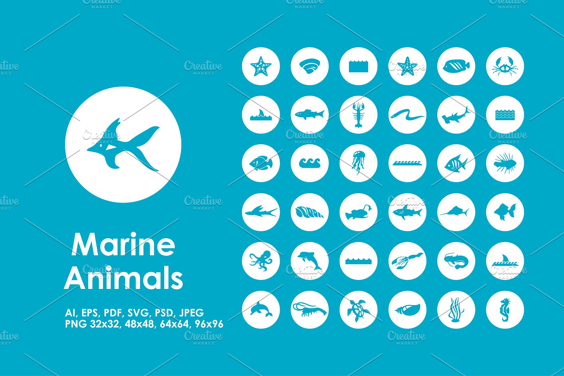 海洋动物图标 Marine Animals icons #1