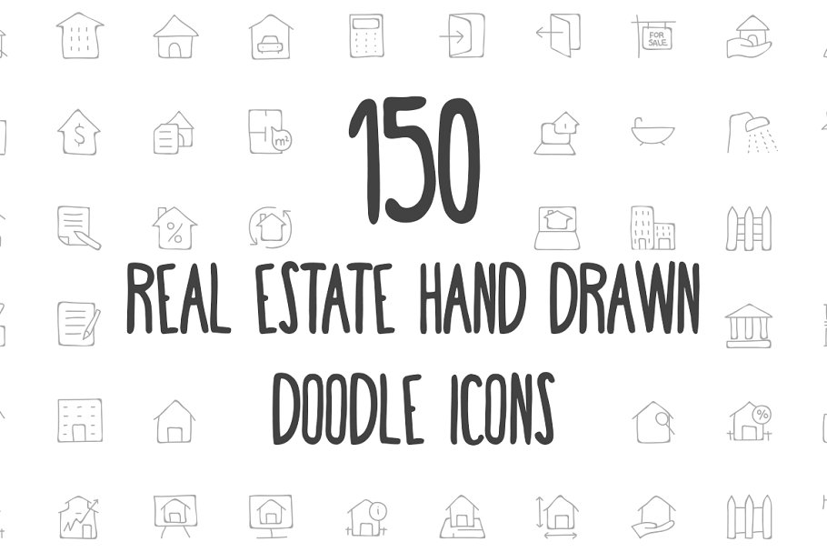 房地产手绘涂鸦图标 Real Estate Hand Dra