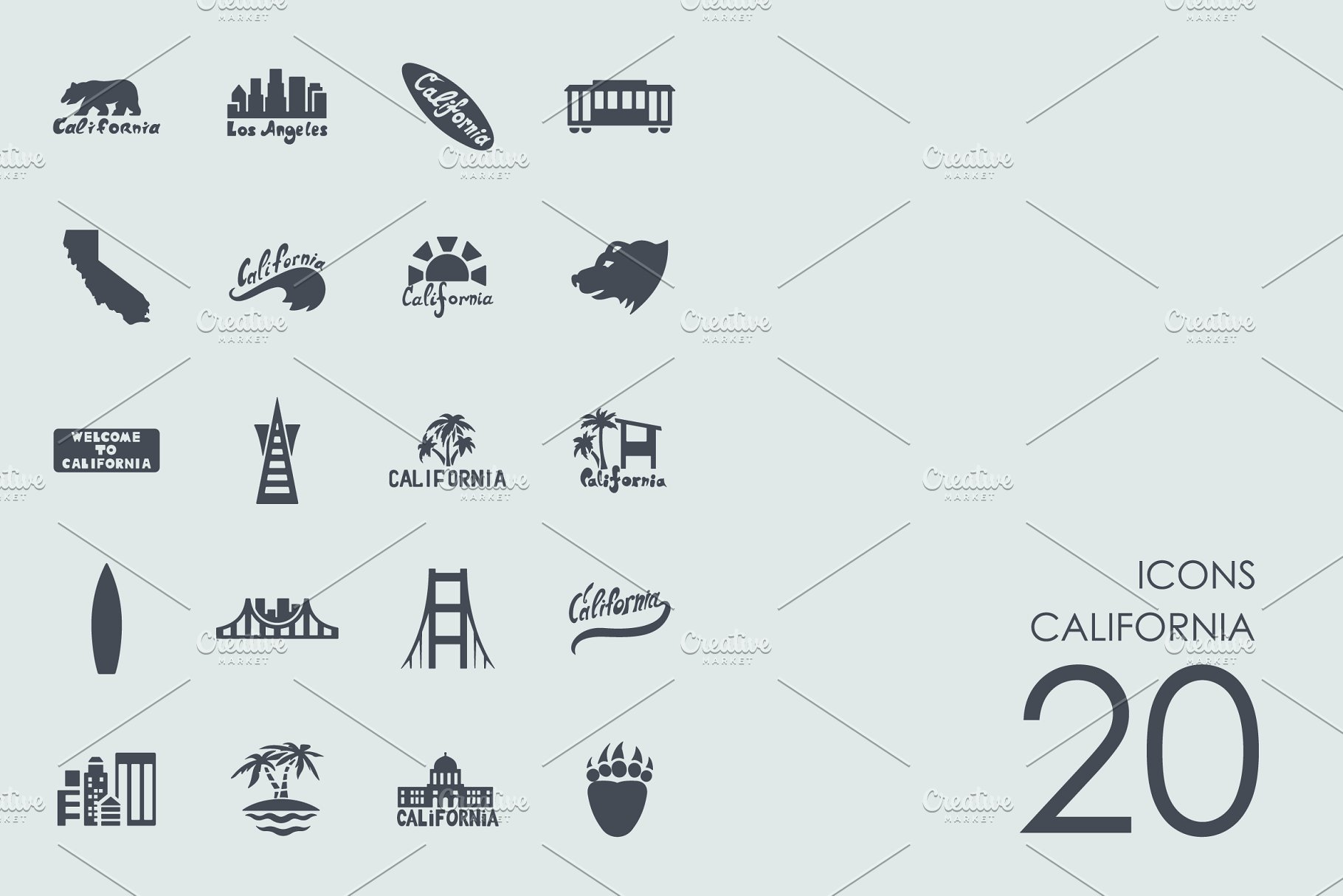 加州元素图标 California icons #14031