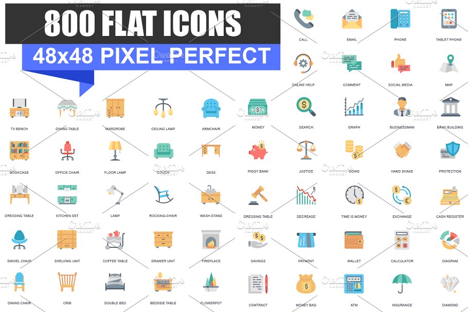 商业扁平化图标 Business Flat Icons #1