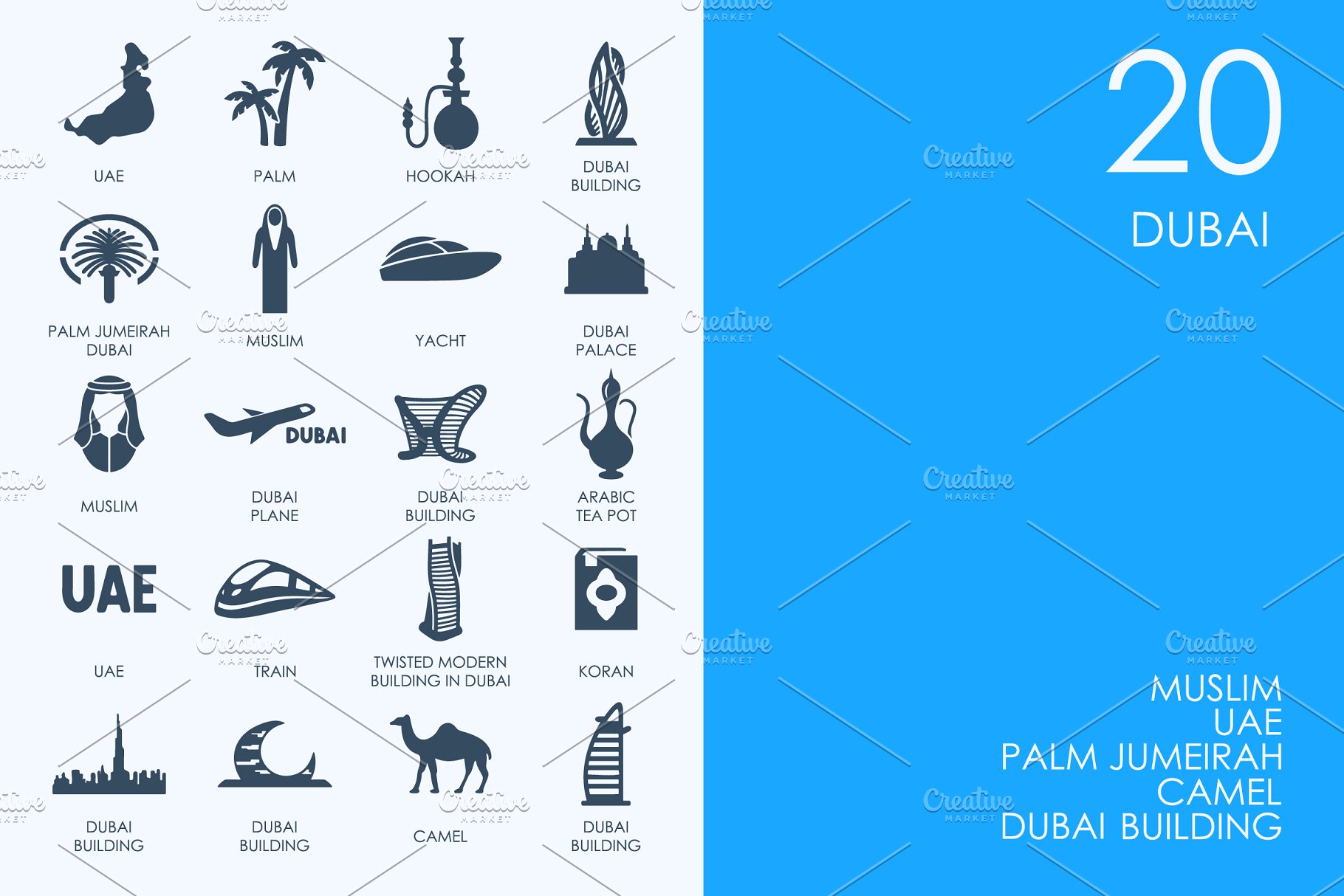 迪拜城市名胜主题图标套装 Dubai icons #9151