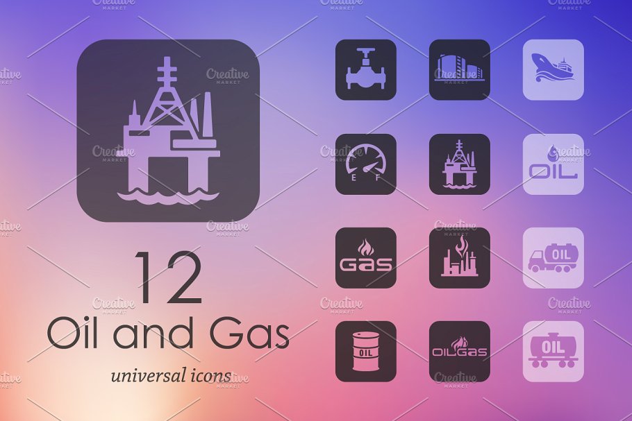 12个有关石油和天然气的图标 12 OIL and GAS