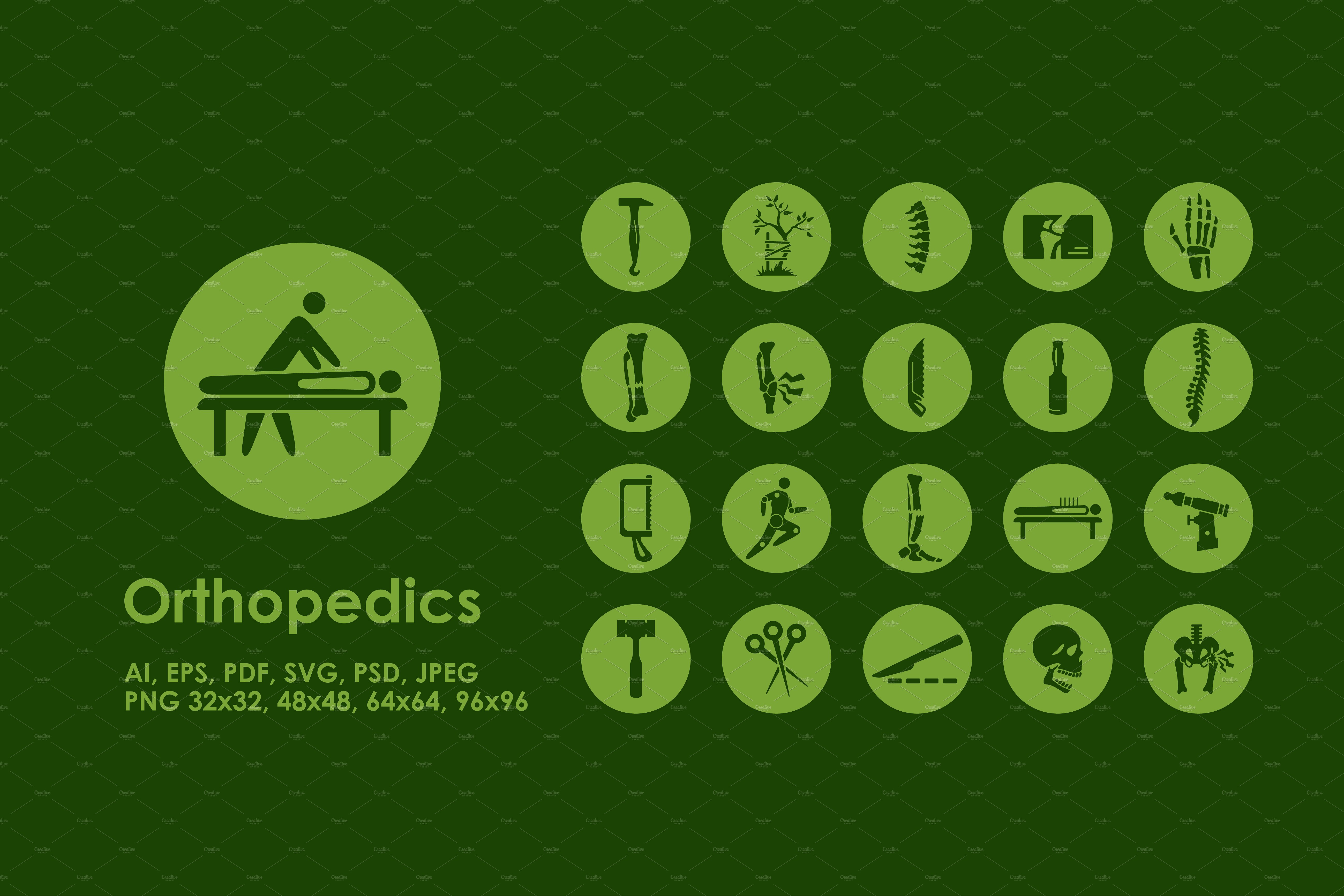 醫院骨科醫療相關的圖標 Orthopedics icons