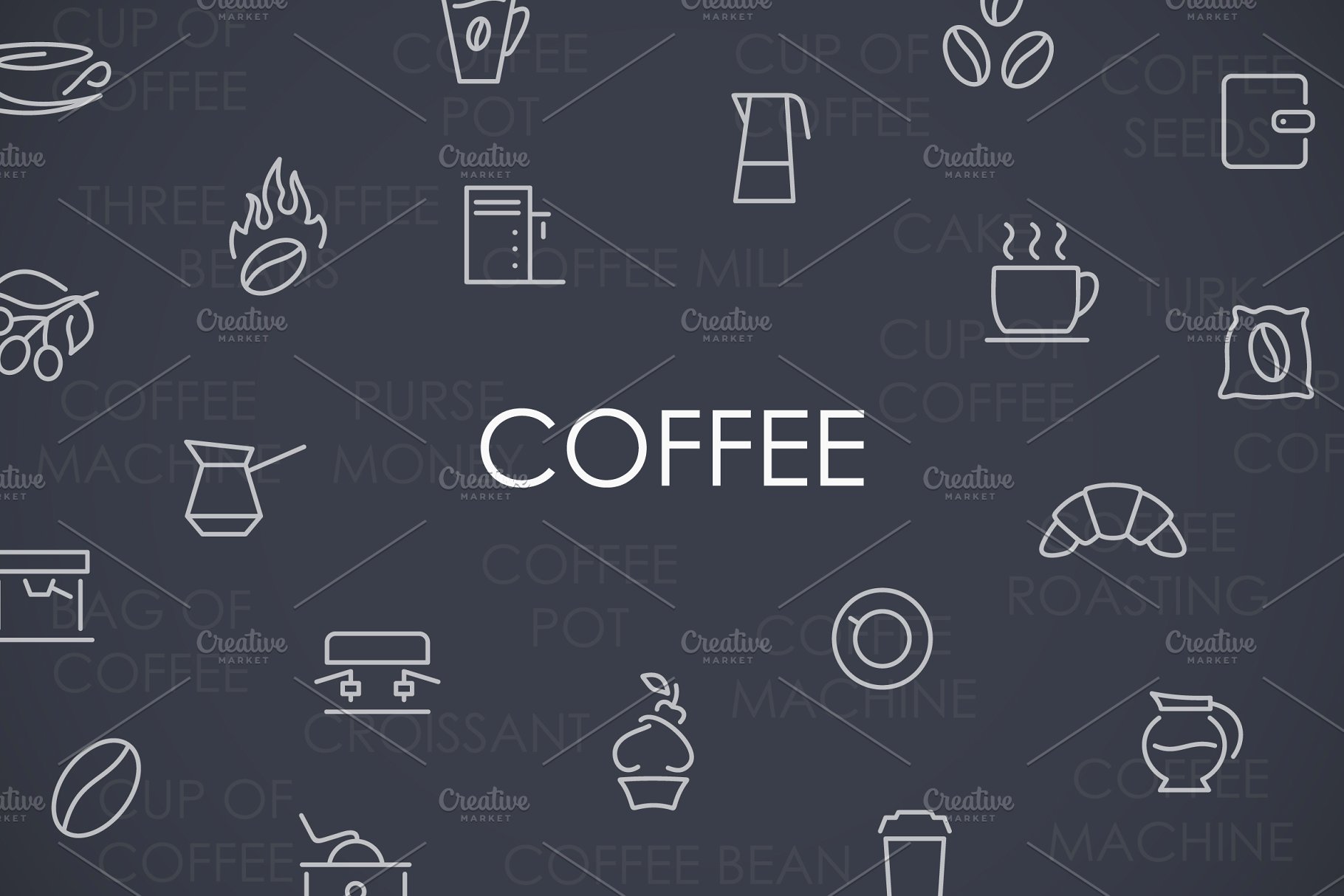 细线风格的咖啡店图标 Coffee thinline ico