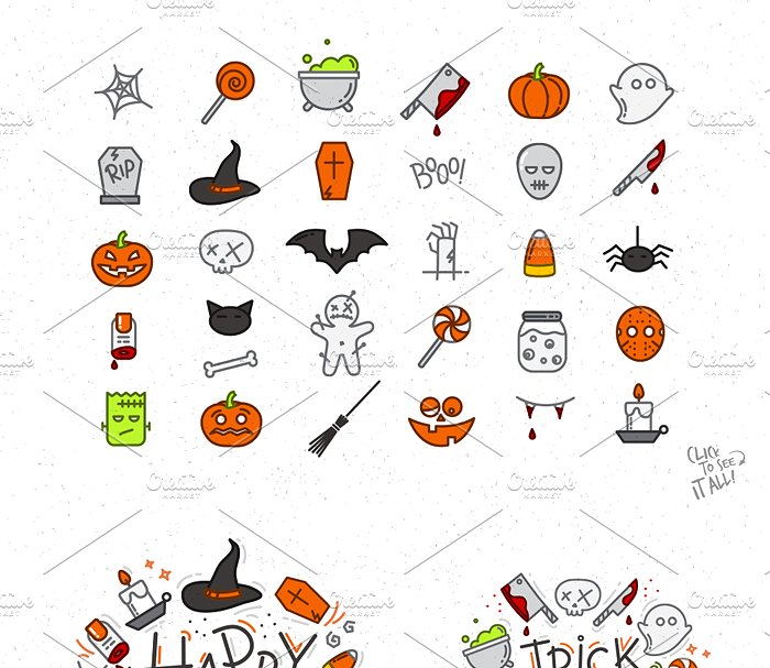 万圣节扁平化图标素材 Halloween flat icon