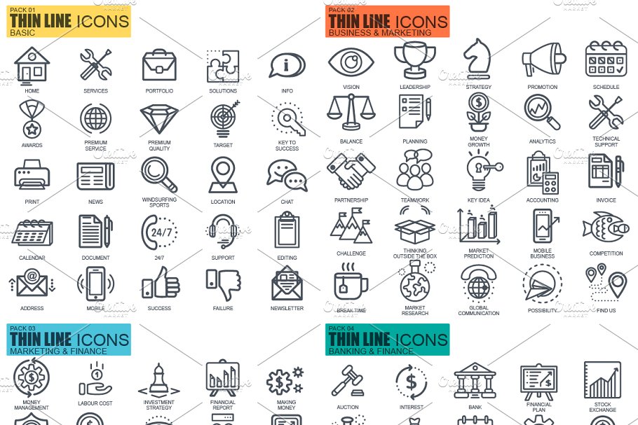 线型图标 1650 Line Icons Bundle #1