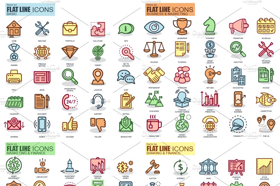 线型图标 1650 Line Icons Bundle #1