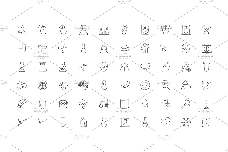 科学手绘涂鸦图标 160 Science Hand Draw