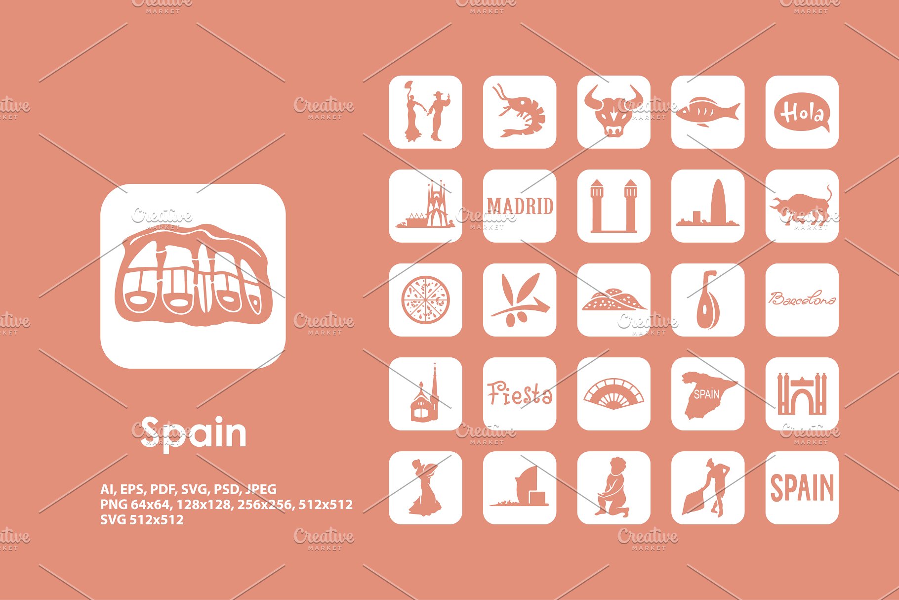 西班牙元素图标 Spain icons #136959