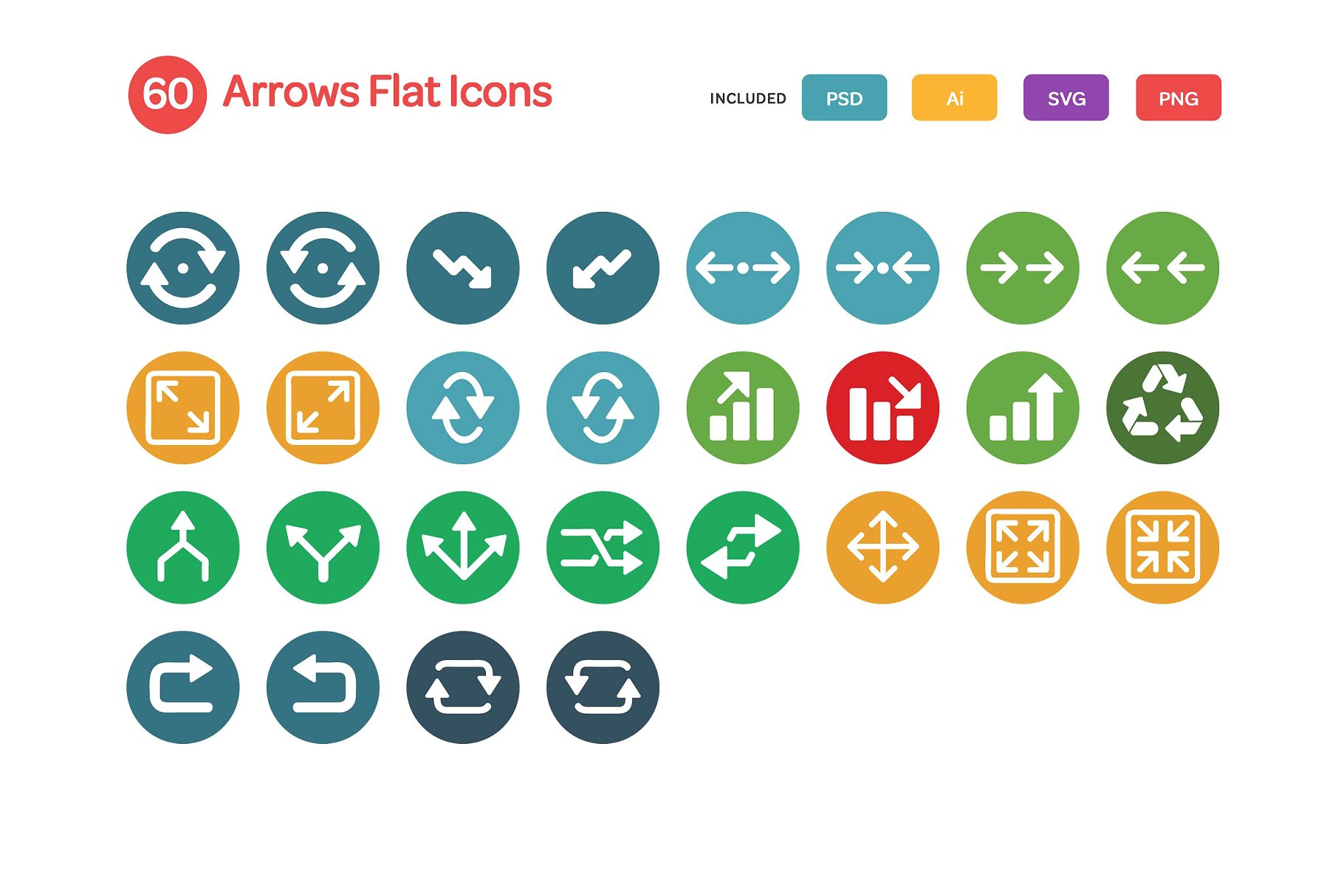 箭头矢量图标 Arrows Flat Icon Set #1