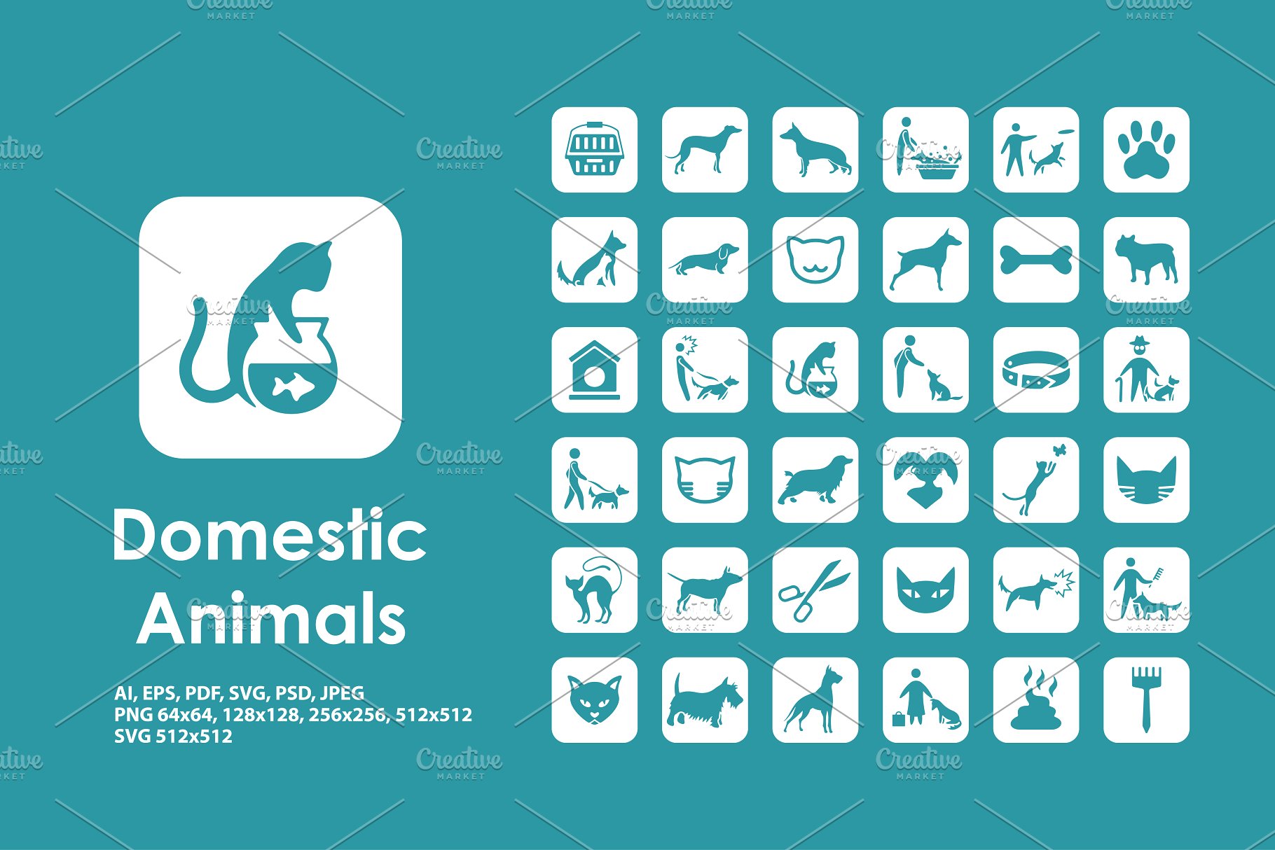 家养动物图标 Domestic animals icons