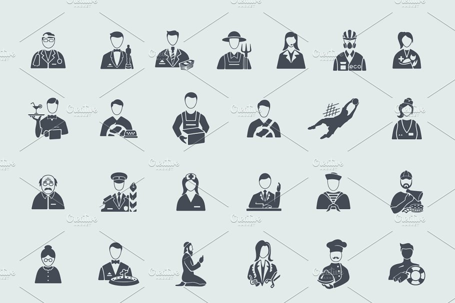 职业矢量图标集 37 professions icons #