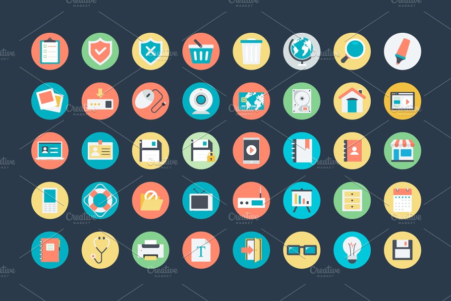 扁平化的网页主题图标 100  Flat Web Icons