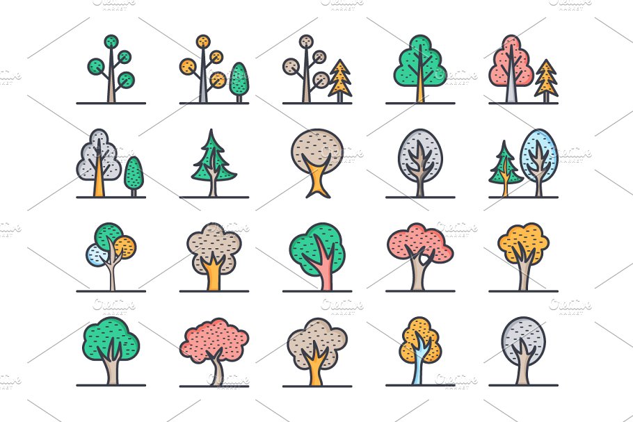 自然图标套装 125 Flat Nature Icons