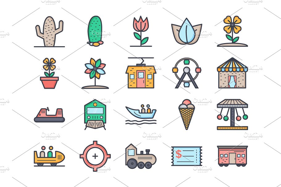 自然图标套装 125 Flat Nature Icons