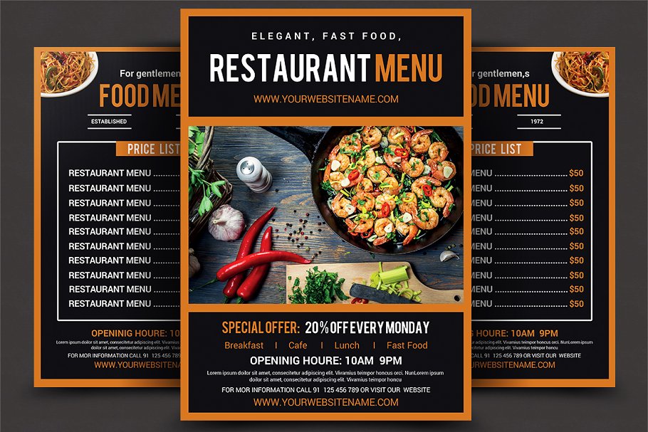 餐厅菜单新品海报模板 Restaurant Menu #13