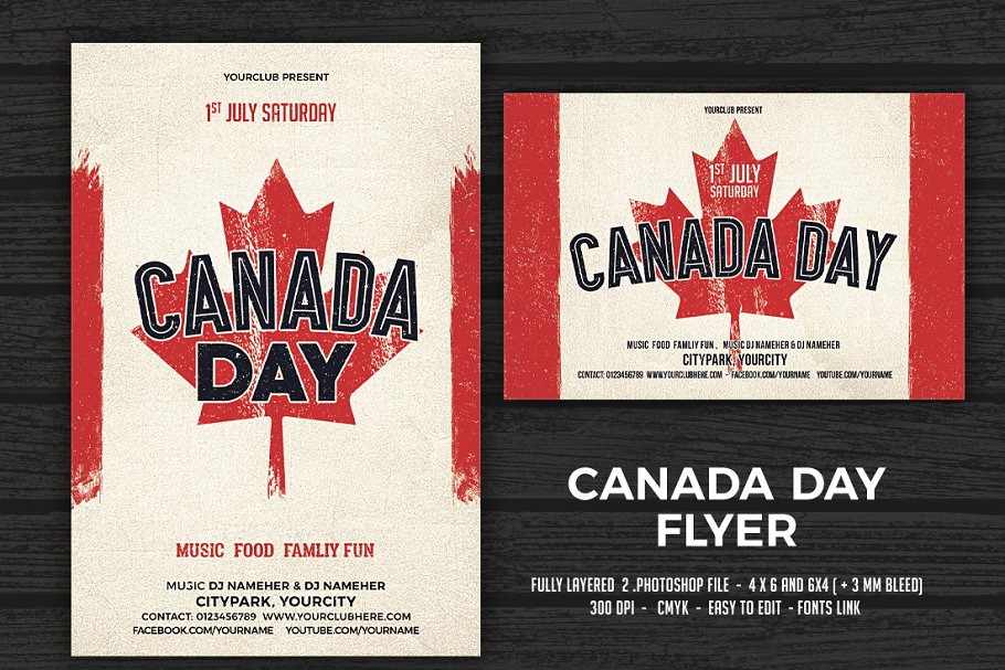 加拿大节日元素模板 Canada Day Flyers #1