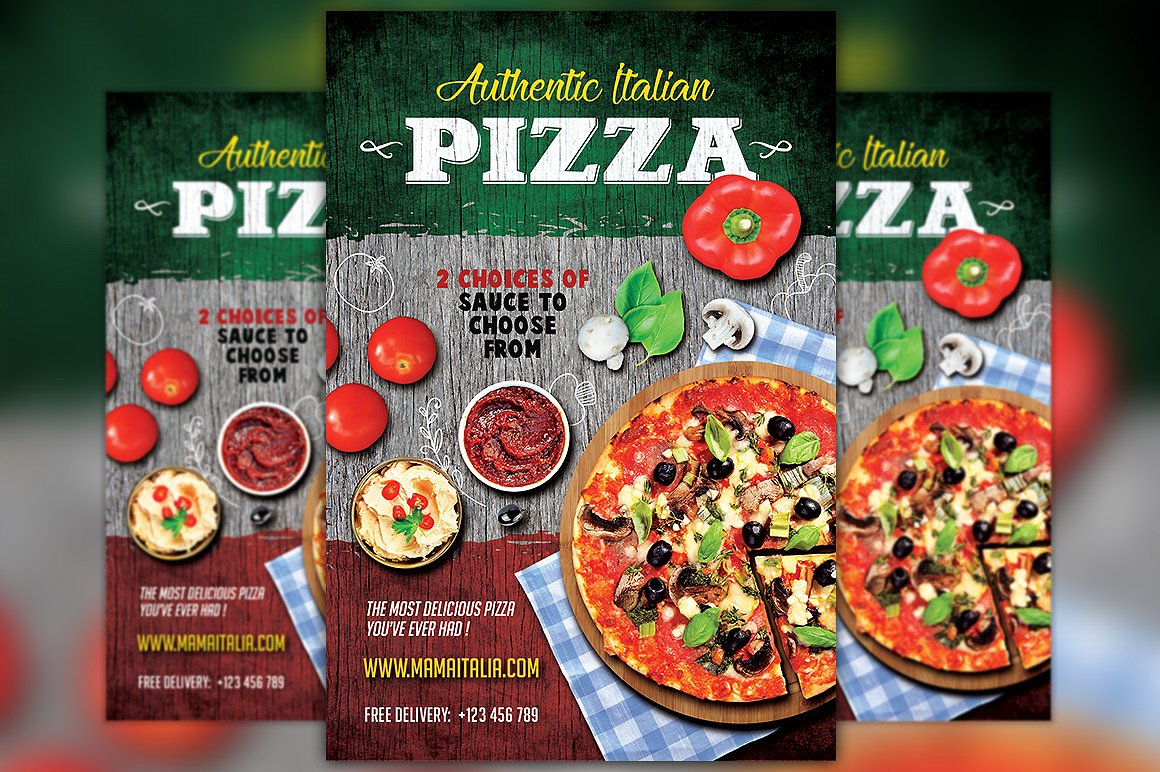 比萨餐厅宣传单模板 Pizza Restaurant Fly