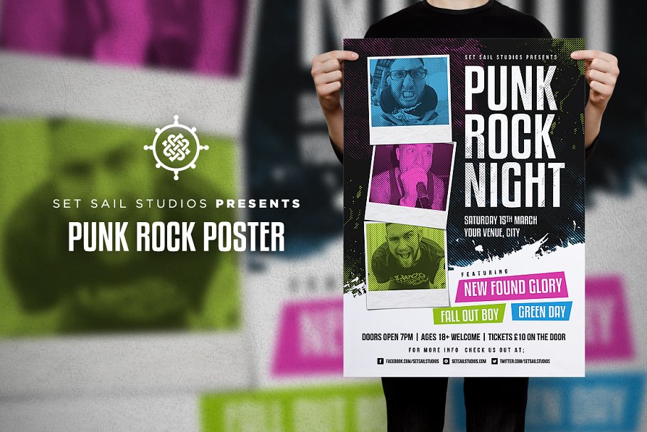 摇滚音乐宣传单设计模板 Punk Rock Poster #