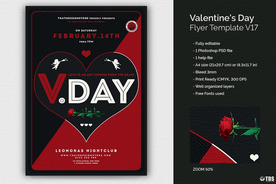 情人节海报制作模板 Valentines Day Flyer