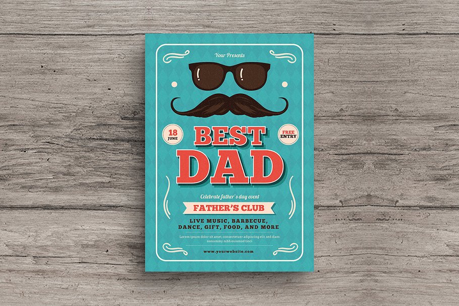 父亲节海报设计模板 Father’s Day Flyer #