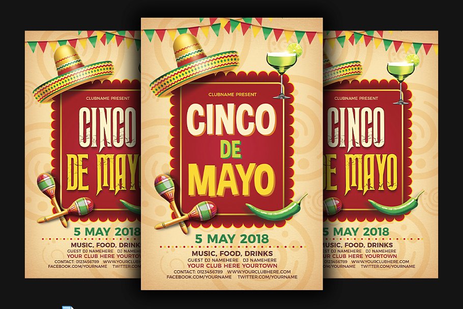 墨西哥风格海报模板 Cinco De Mayo #13230