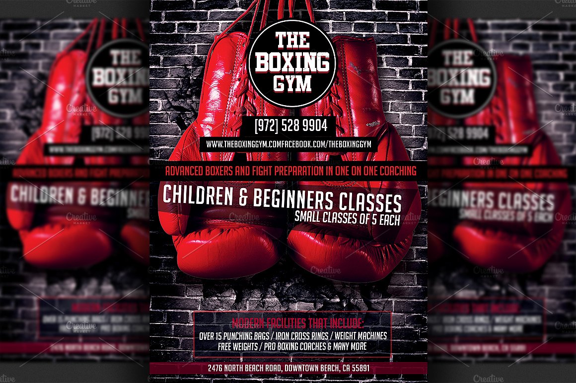 拳击馆宣传海报模板 Boxing Gym Flyer Tem