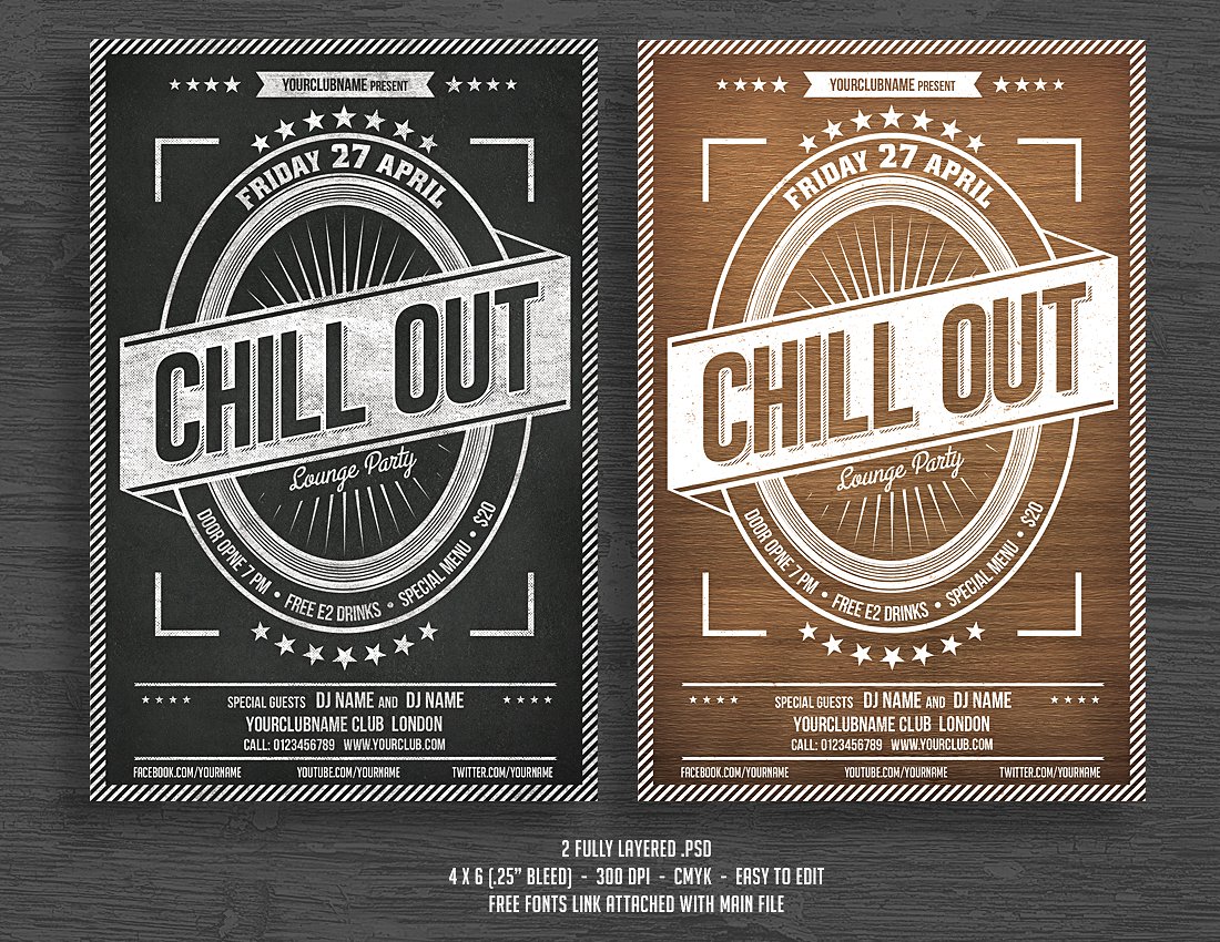 怀旧海报制作模板 Chill Out Flyer Poste