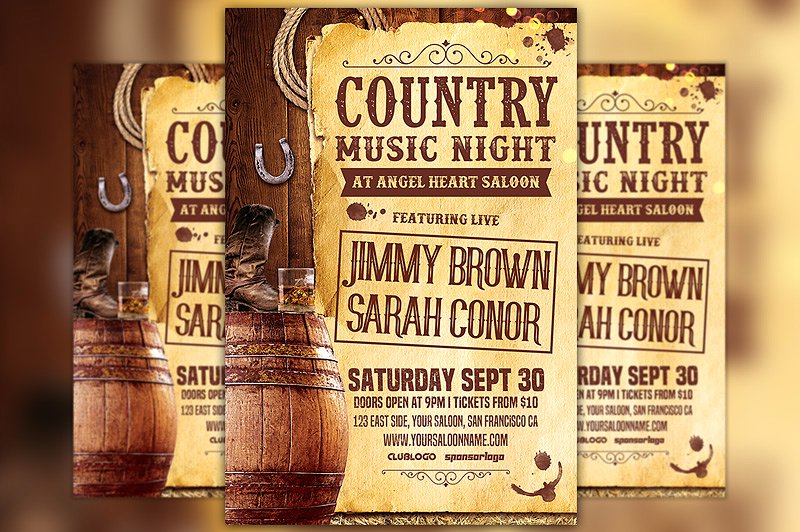 乡村音乐海报制作模板 Country Music Night