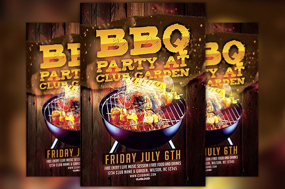 烧烤派对设计海报模板 BBQ Party Flyer Tem