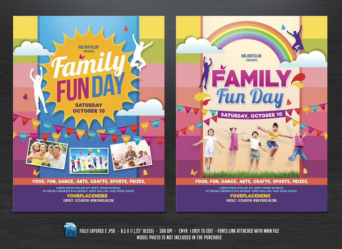 家庭趣味娱乐日海报制作 Family Fun Day Fly