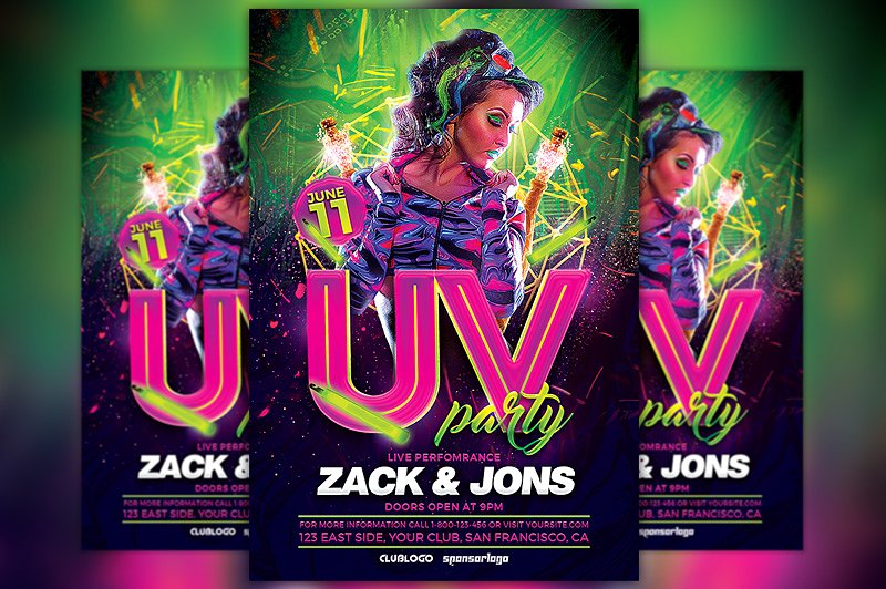 紫外线派对UV Party海报时尚模板 UV Party F