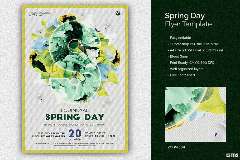 时尚春季宣传海报模板 Spring Day Flyer PS