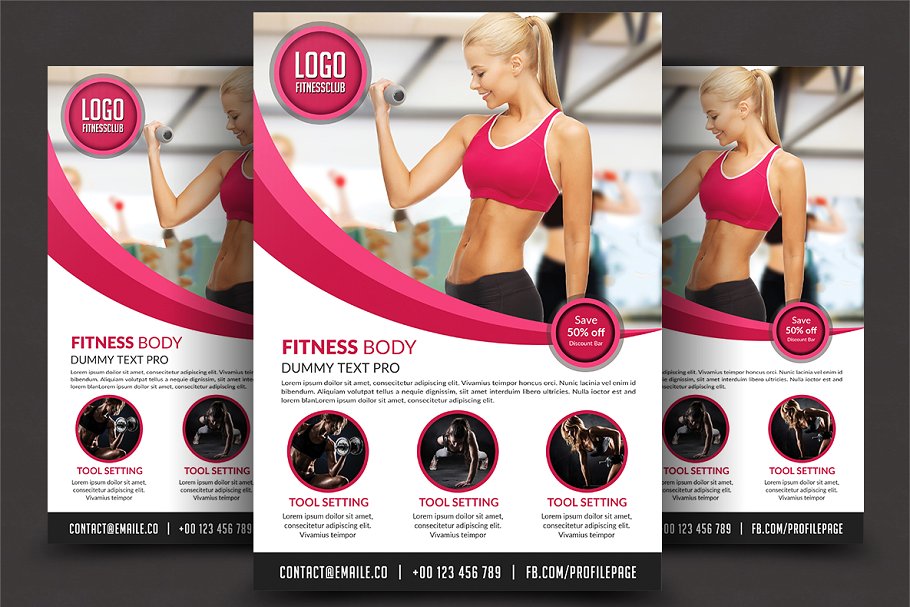 健身宣传单海报模板 Fitness Flyer #13321