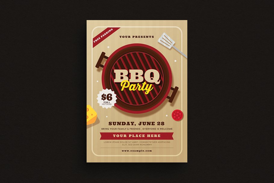 烧烤派对宣传单设计素材模板 BBQ Party Event