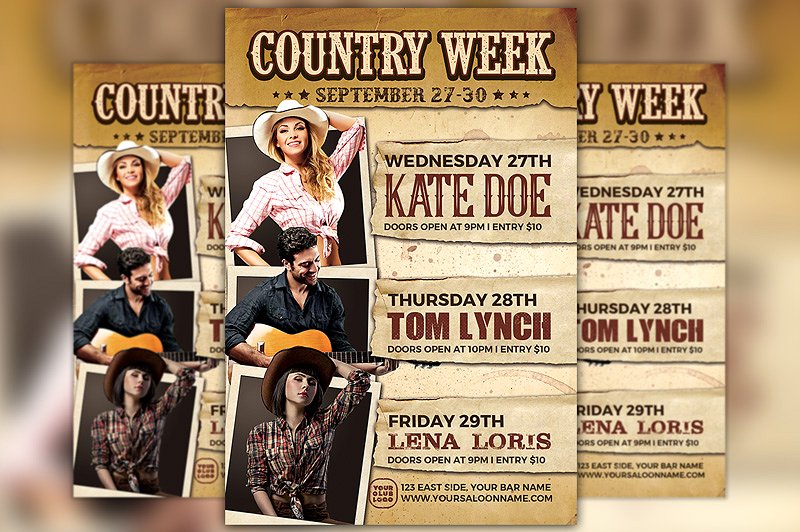 经典海报设计模板 Country Week Flyer Te