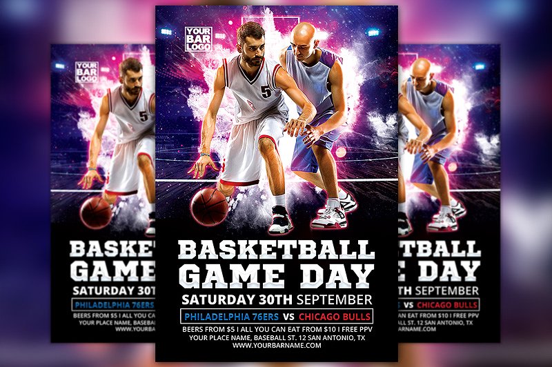 篮球比赛传单制作模板 Basketball Game Day