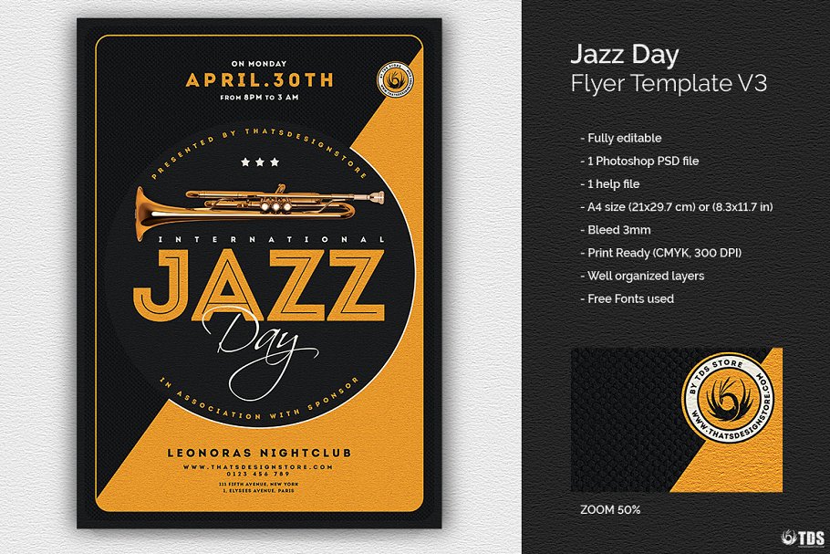 爵士音乐海报设计模板 Jazz Day Flyer PSD