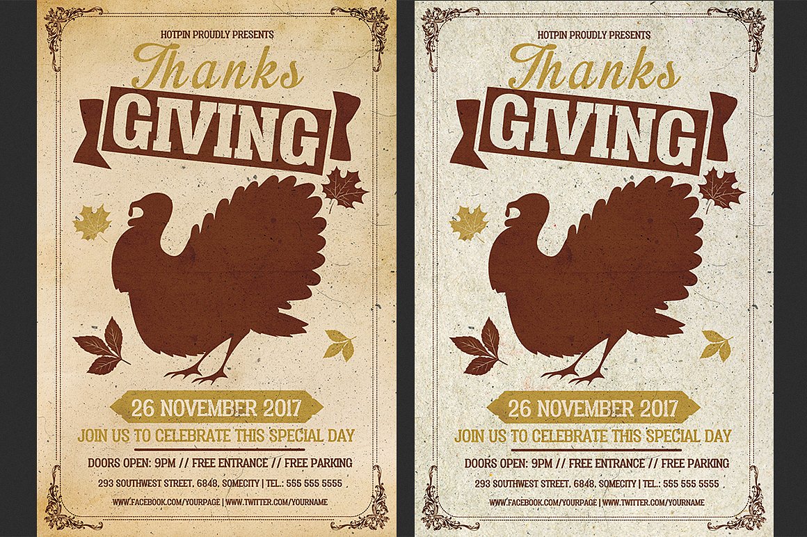 经典感恩节海报设计模板 Thanksgiving Flyer