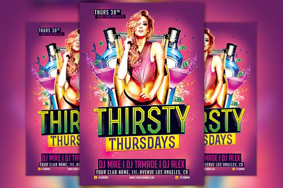 人物海报设计模板 Thirsty Thursdays Fly