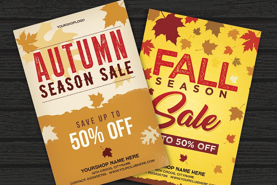 秋季销售传单海报 Fall Autumn Sale Flye