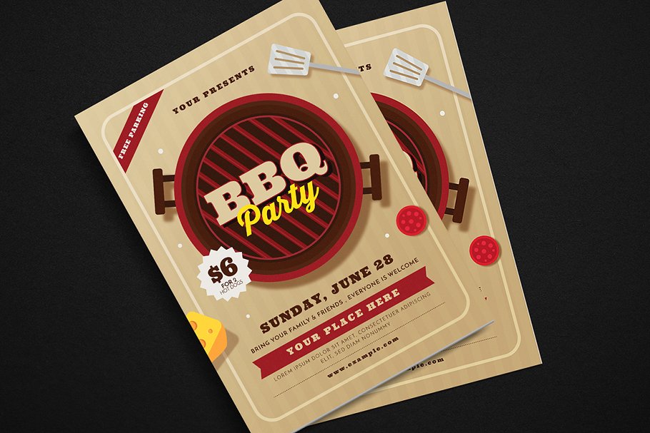 烧烤派对宣传单设计素材模板 BBQ Party Event