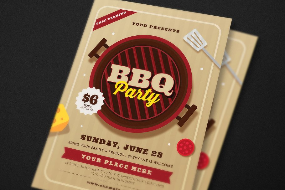 烧烤派对宣传单设计素材模板 BBQ Party Event