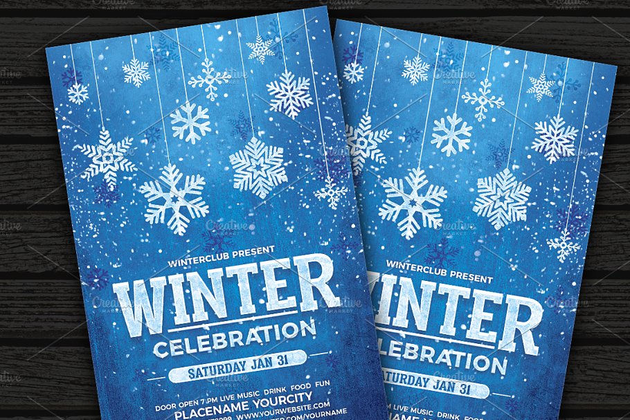 冬季庆祝海报设计模板 Winter Celebration