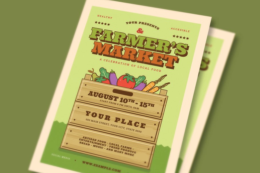 农民市场活动传单 Farmer’s Market Event