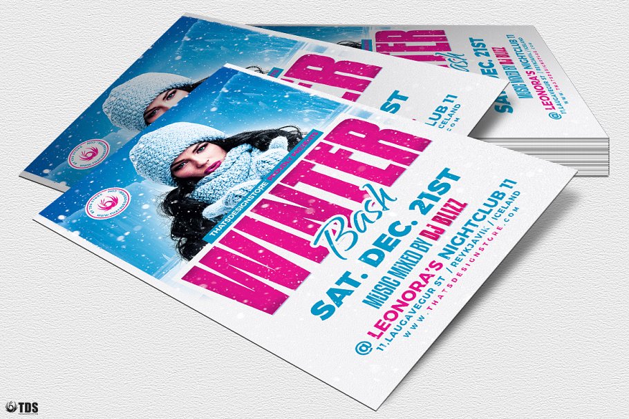 冬季元素海报设计模板 Winter Bash Flyer P