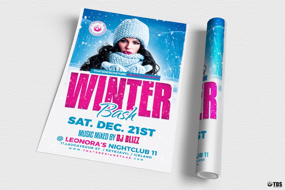 冬季元素海报设计模板 Winter Bash Flyer P