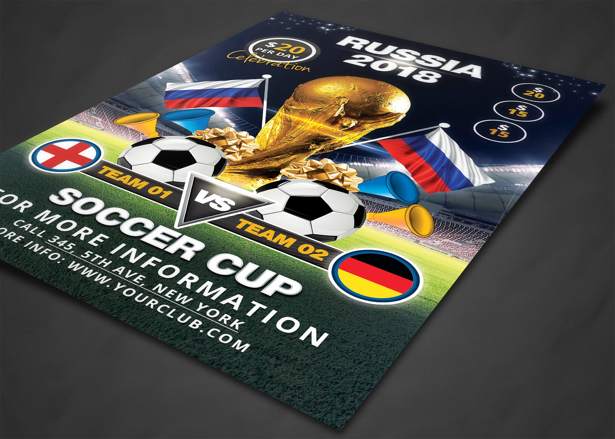 足球杯宣传单模板 Soccer Cup Flyer Temp